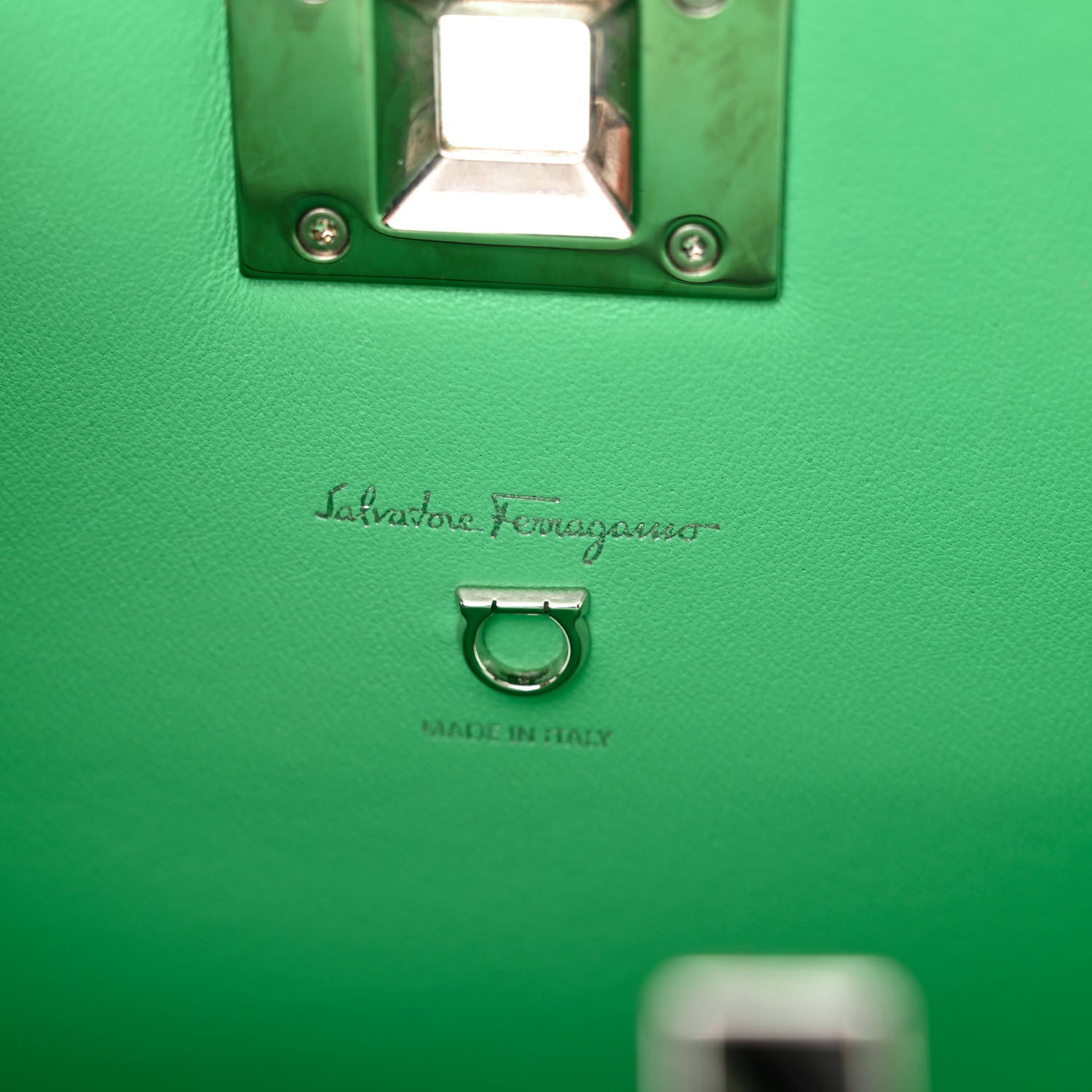 Salvatore Ferragamo Hammered Calfskin Small The Studio Box Bag Green 6 of 10