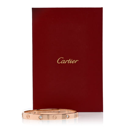 Cartier 18K Pink Gold 4 Diamond LOVE Bracelet 18 5 of 5