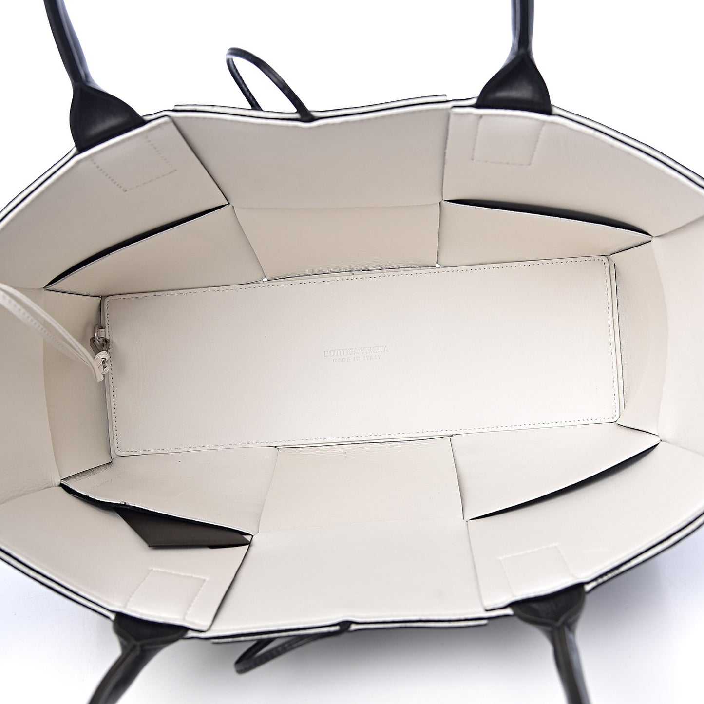 Nappa Maxi Intrecciato Medium Arco Tote Black White