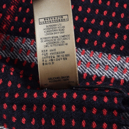 Burberry Cashmere Military Stitch Giant Check Scarf Navy 6 of 7