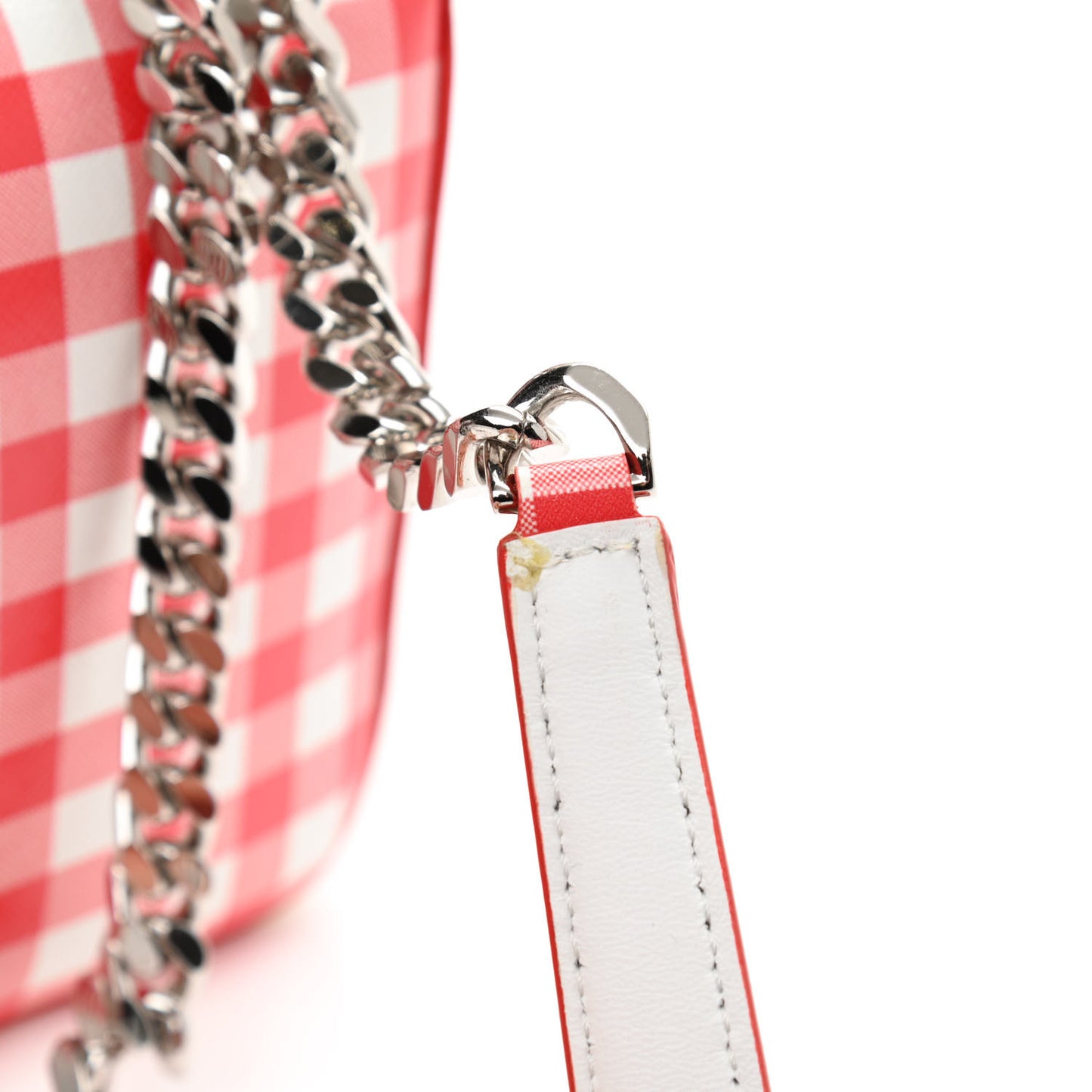 Calfskin Gingham Print Lola Bag Red White