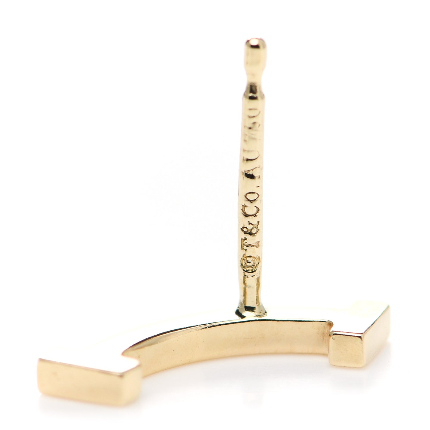 18K Yellow Gold T Smile Stud Earrings