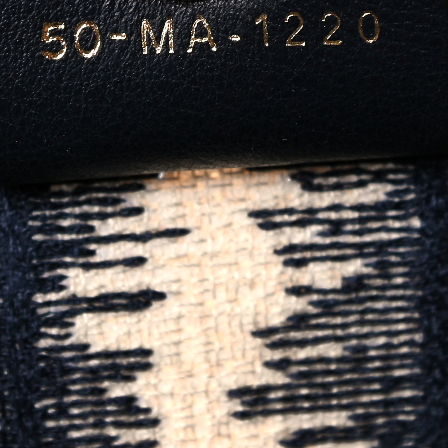 Canvas Embroidered Large Striped Book Tote Navy