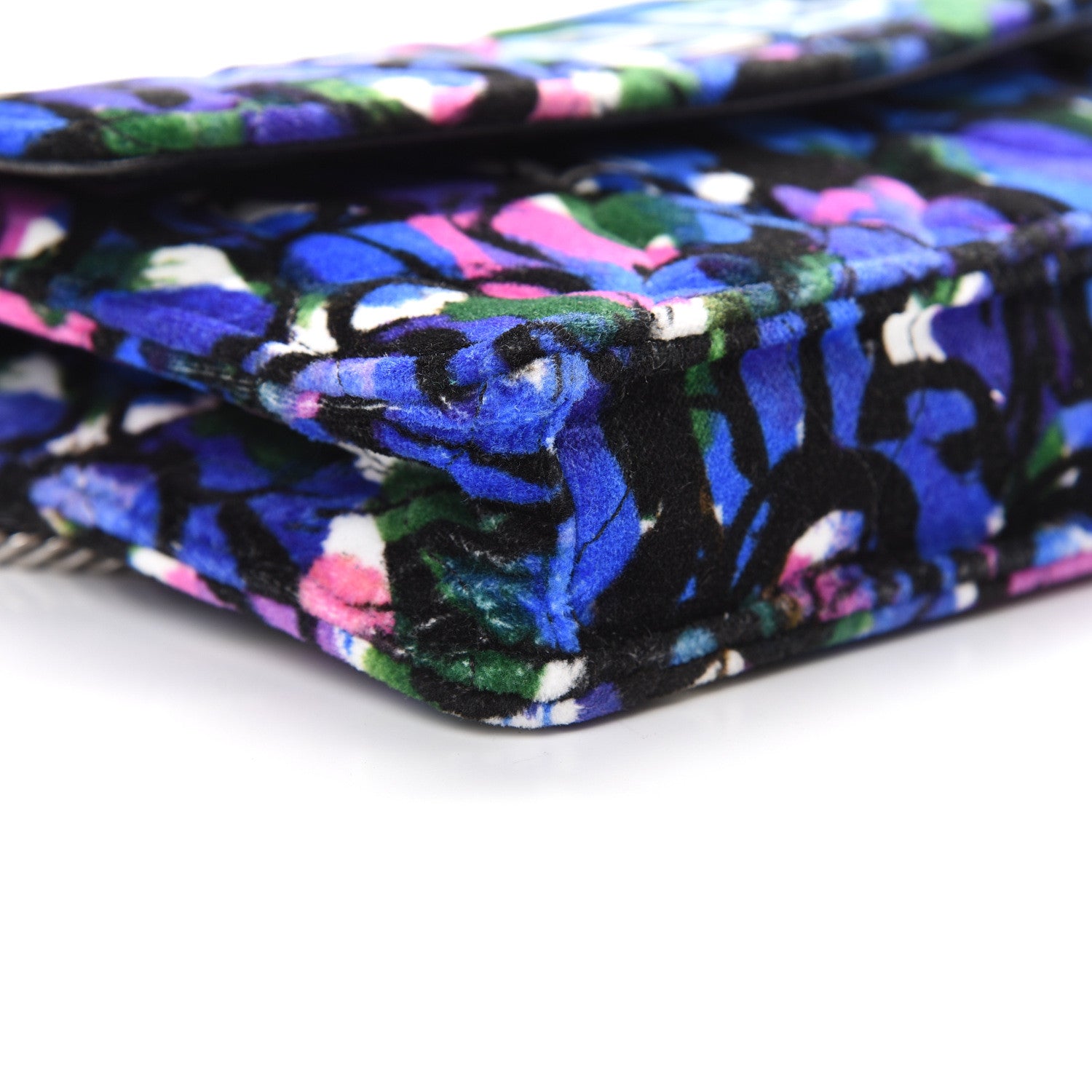 Balenciaga Velvet Floral Quilted BB Wallet On Chain Bleu 8 of 9