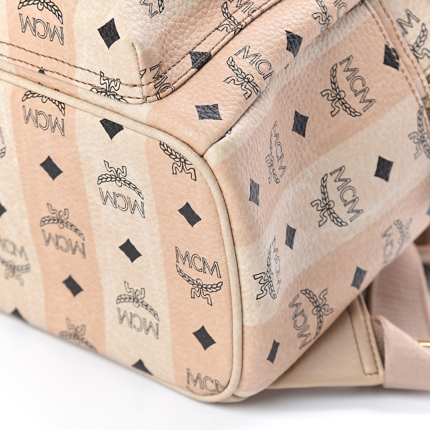 Striped Visetos Small Stark Backpack Beige