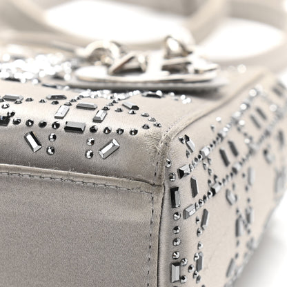 Christian Dior Satin Crystal Cannage Mini Lady Dior Gray 14 of 15
