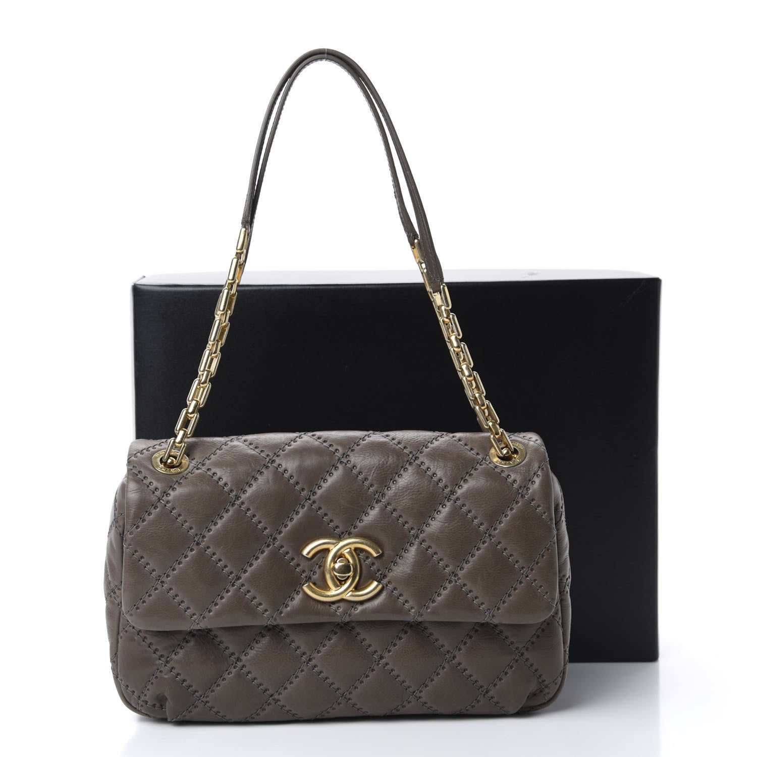 Chanel Calfskin Quilted Retro Chain Flap Dark Grey 11 of 11