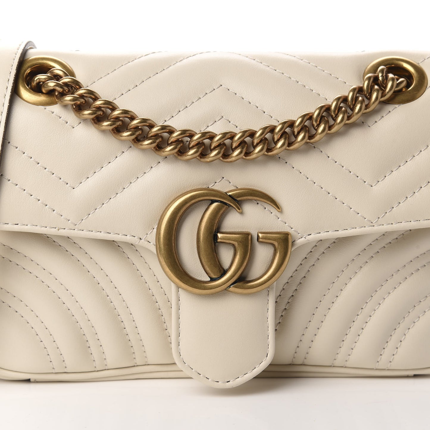 Calfskin Matelasse Mini GG Marmont Shoulder Bag White