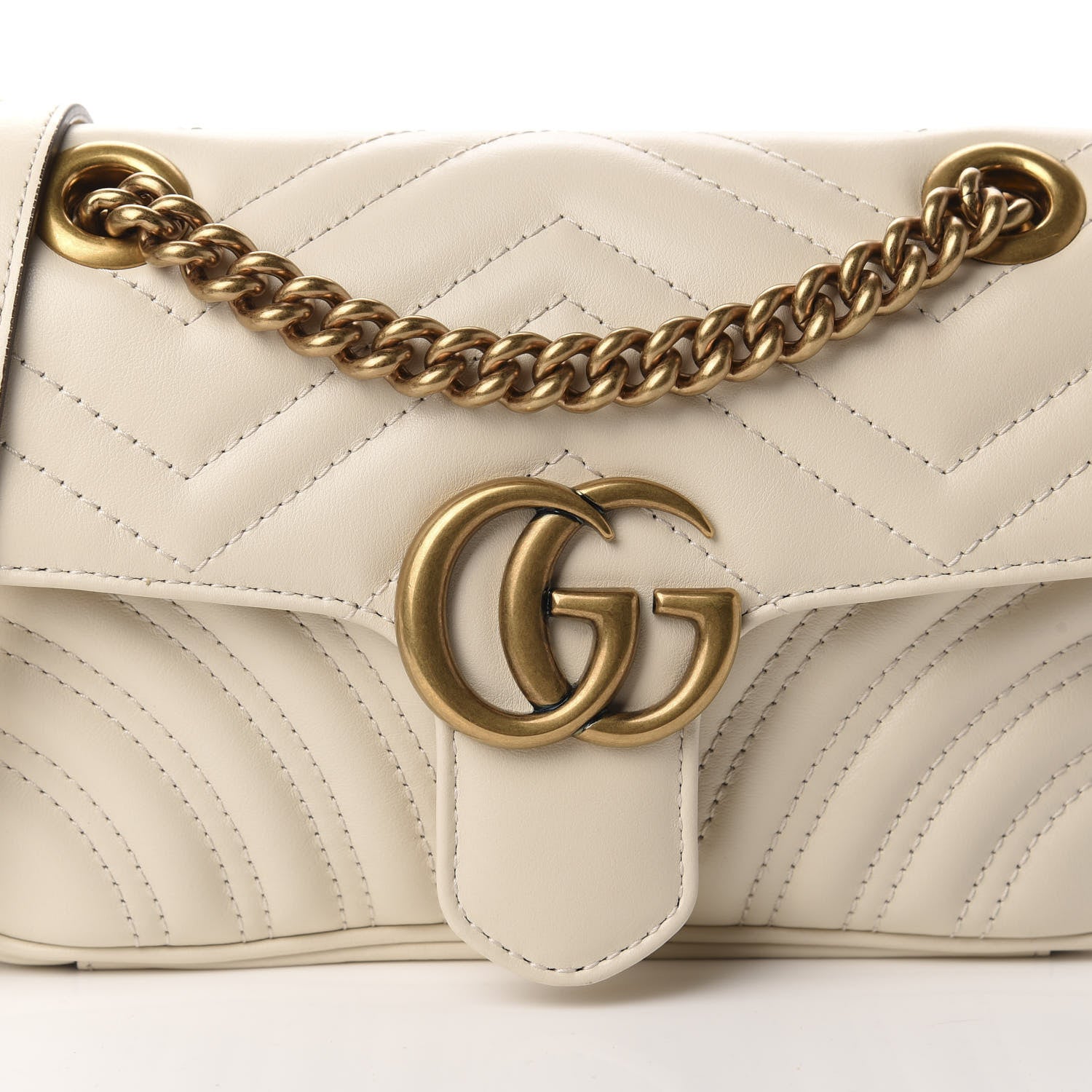 Gucci Calfskin Matelasse Mini GG Marmont Shoulder Bag White 11 of 11