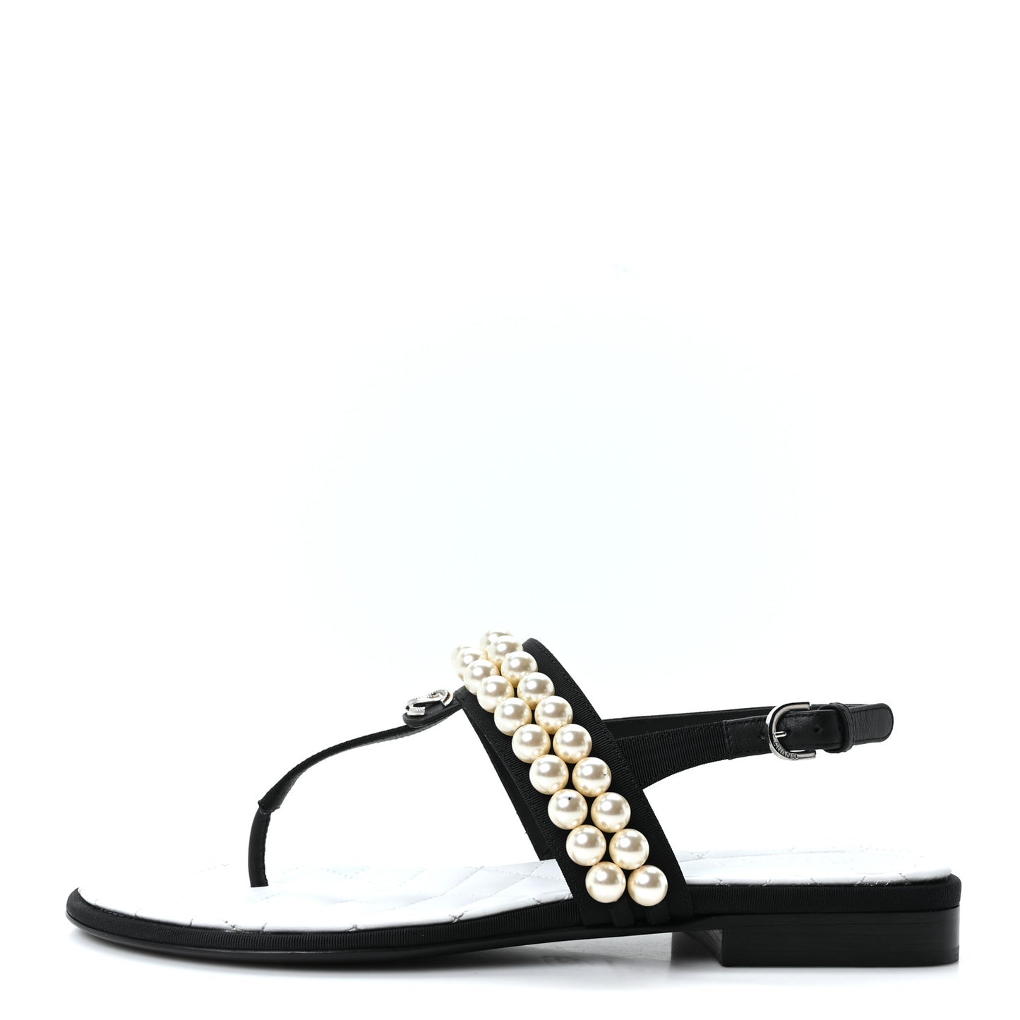 Grosgrain Pearl CC Sandals 37 Black