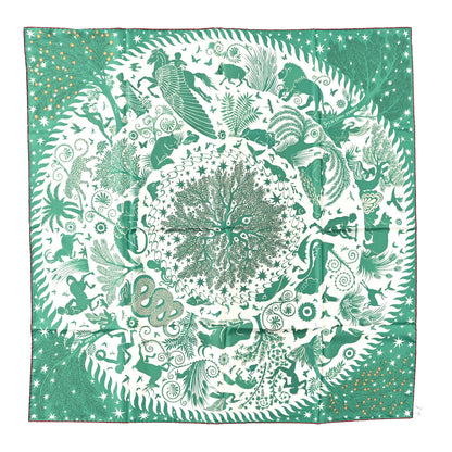 Hermes Silk Sous Le Charme d'Orphee Double Face Scarf 90 Etoupe White Beige Dore 2 of 4