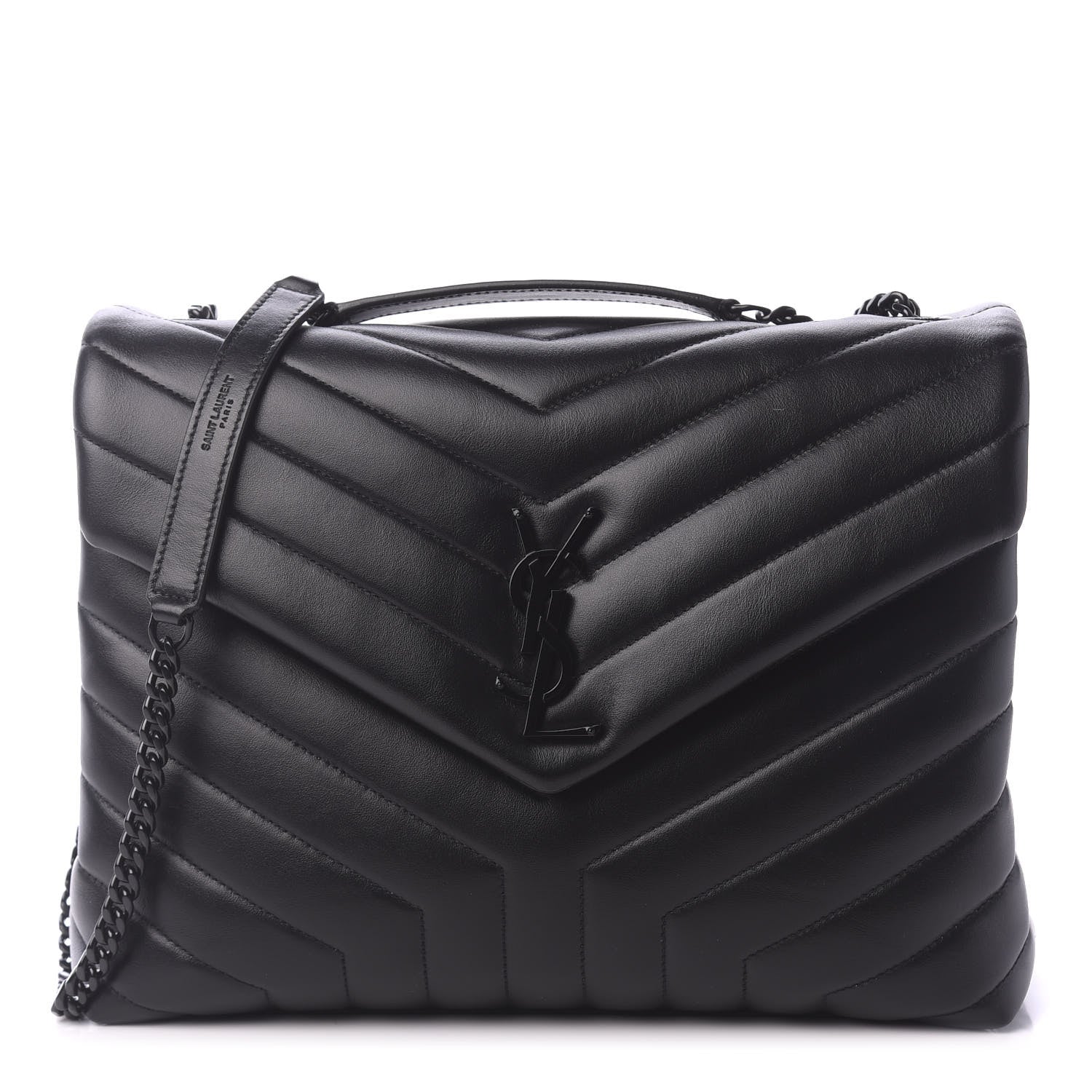 Saint Laurent Calfskin Y Quilted Monogram Medium Loulou Chain Satchel Black 1 of 9