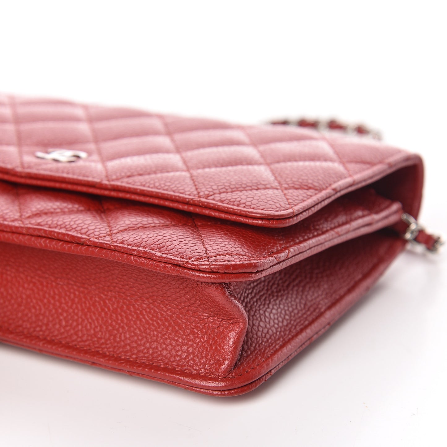 Caviar Quilted Wallet on Chain WOC Red