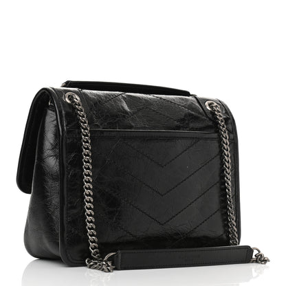 Saint Laurent Crinkled Lambskin Matelasse Monogram Baby Niki Chain Satchel Black 3 of 7