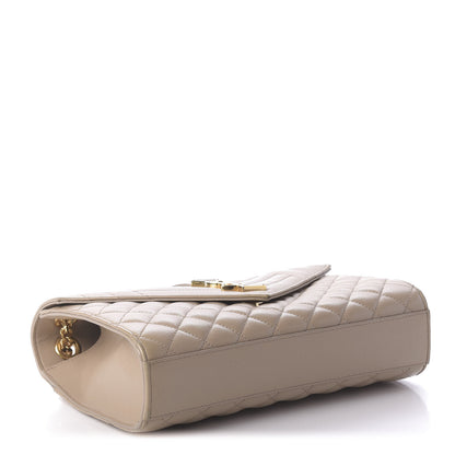Saint Laurent Grain De Poudre Textured Mixed Matelasse Medium Triquilt Monogram Satchel Latte Cream 4 of 9