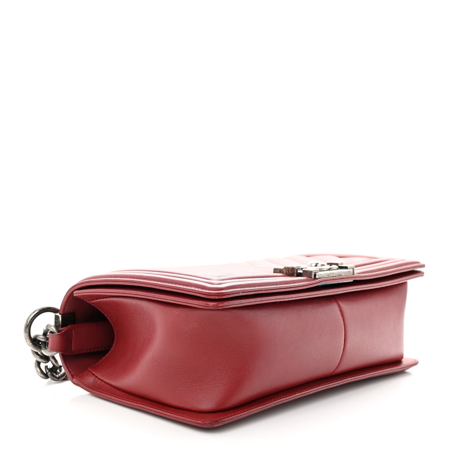 Chanel Calfskin Chevron Quilted Medium Boy Flap Dark Red 4 of 14