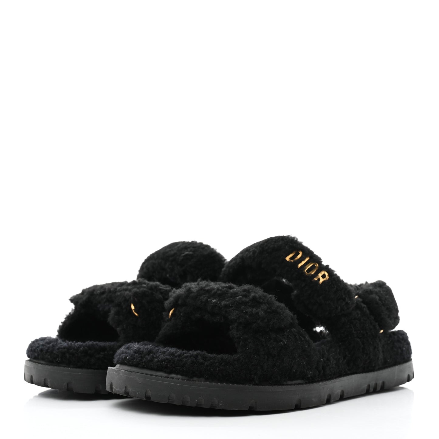 Shearling Dioract 10mm Sandals 38 Black