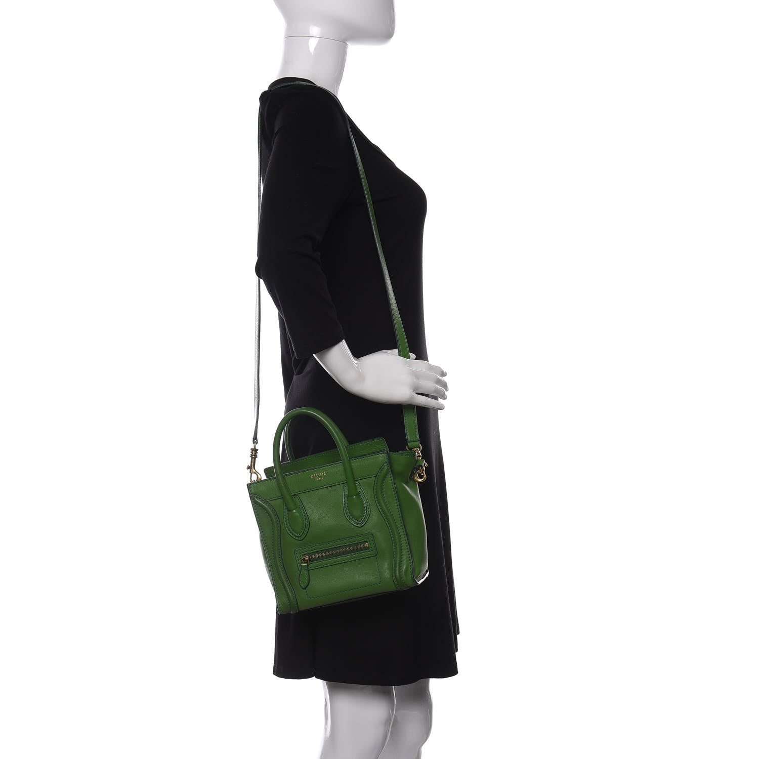 Celine Smooth Calfskin Nano Luggage Grass Green 2 of 15