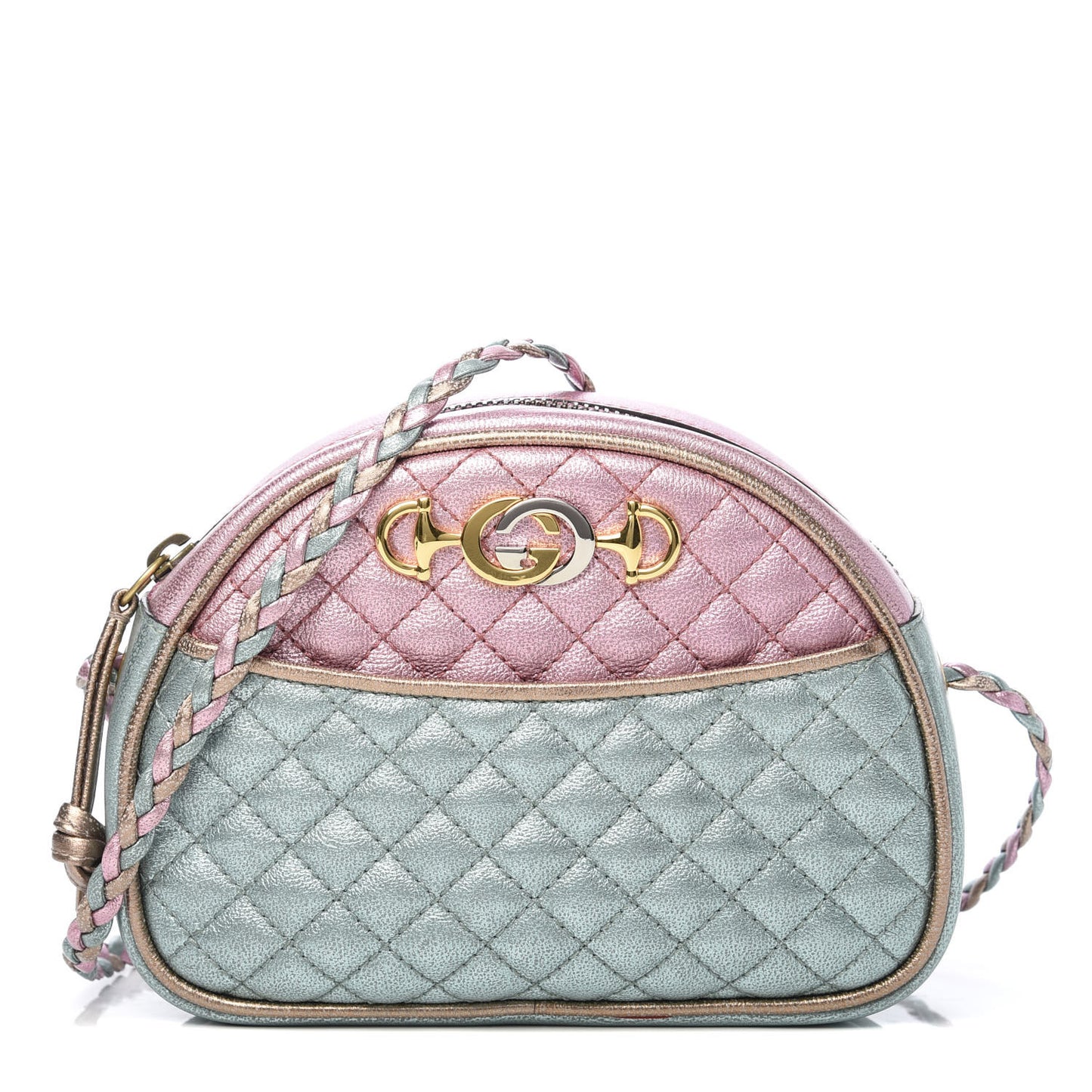 Laminated Nappa Trapuntata Mini Zumi Dome Shoulder Bag Rosa Lago Rame
