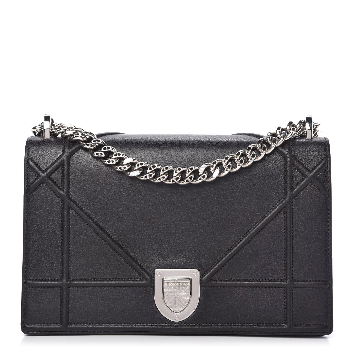 Christian Dior Grained Calfskin Medium Diorama Flap Bag Black 1 of 10