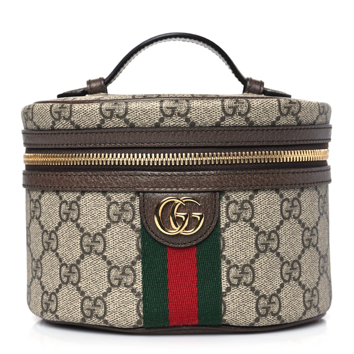 Gucci GG Supreme Monogram Textured Calfskin Web Ophidia Vanity Cosmetic Case Beige Ebony New Acero 1 of 10
