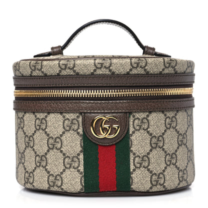 Gucci GG Supreme Monogram Textured Calfskin Web Ophidia Vanity Cosmetic Case Beige Ebony New Acero 1 of 10