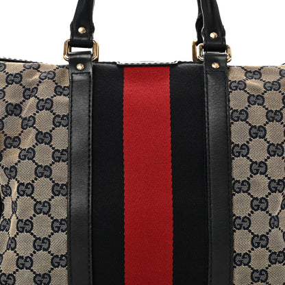 Gucci Monogram Selleria Calfskin Vintage Web Medium Boston Beige Blue 8 of 10
