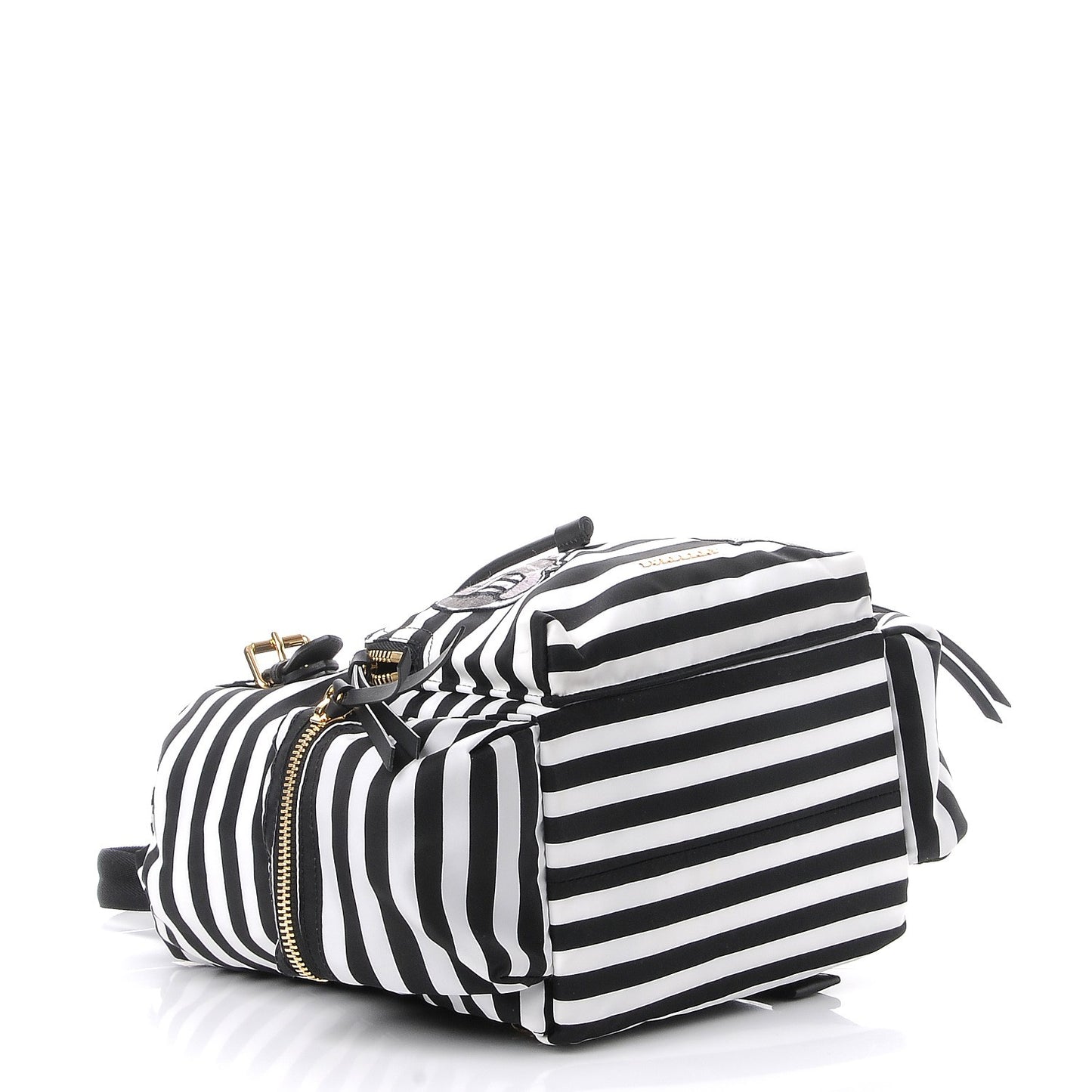 Nylon Striped Medium Rucksack Backpack Black White