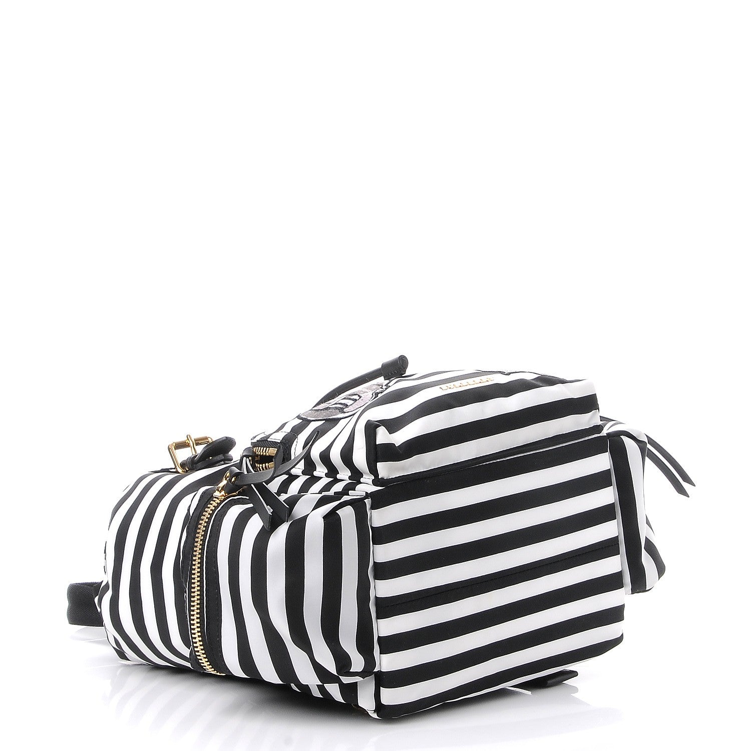 Burberry Nylon Striped Medium Rucksack Backpack Black White 4 of 8