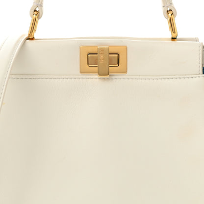 Fendi Nappa Vitello Gingham Embossed Mini Peekaboo Iconic Satchel White Ice Light Blue 9 of 14