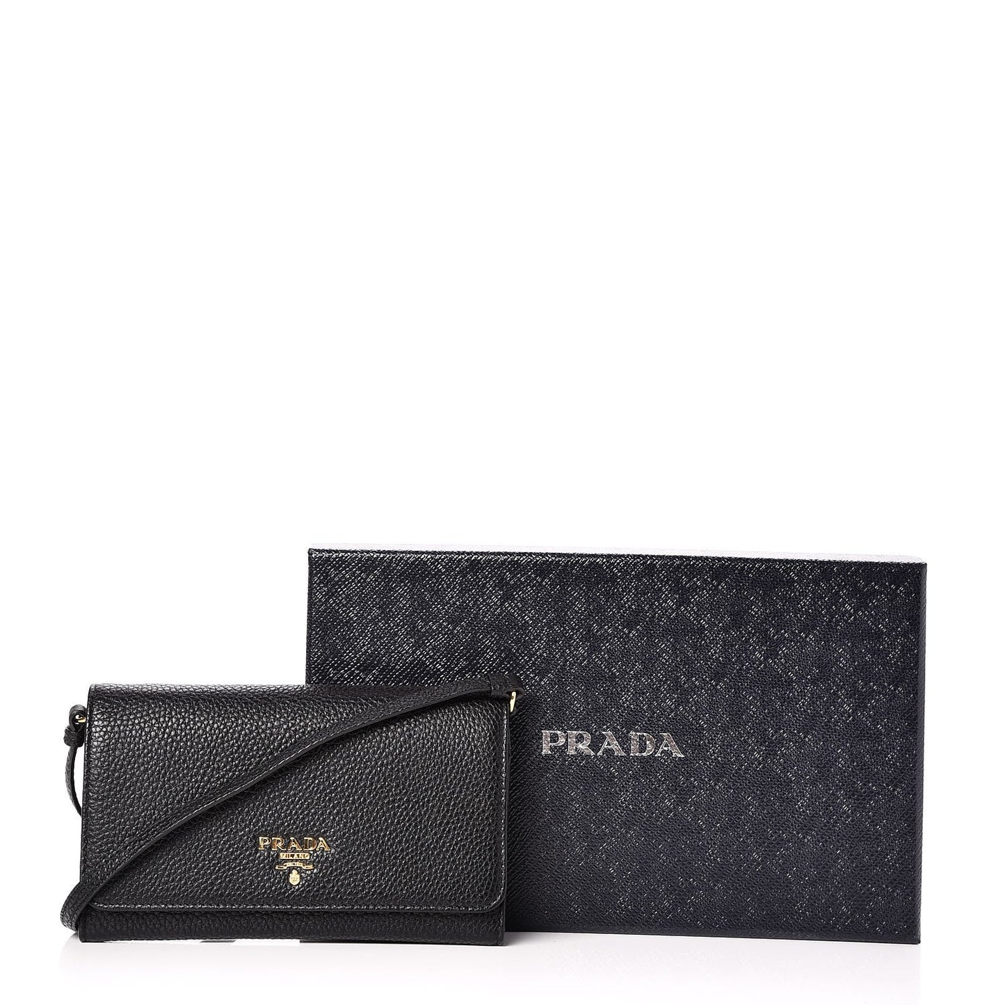 Vitello Grain Mini Crossbody Wallet Nero Black