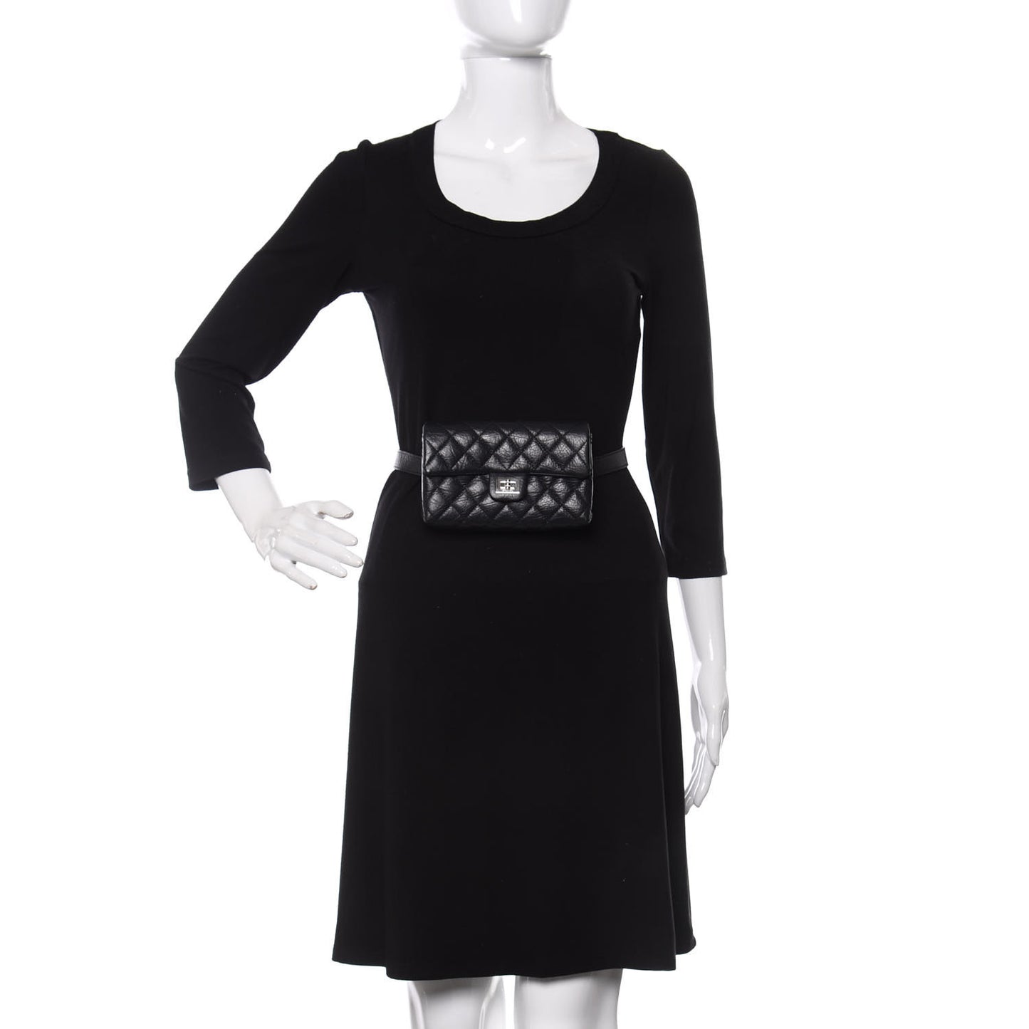 Aged Calfskin Quilted 2.55 Reissue Flap Belt Bag Clutch Black