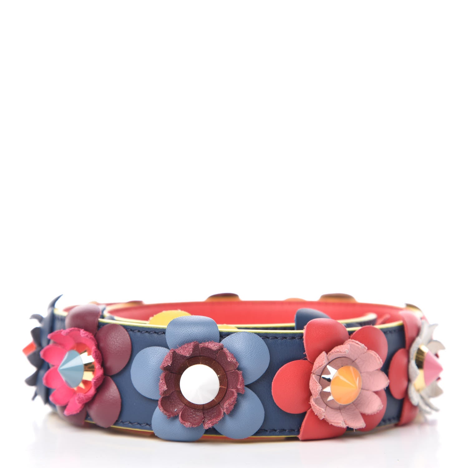 Fendi Vitello Dolce Flowerland Studded Strap You Blue Corallo Multicolor 2 of 6