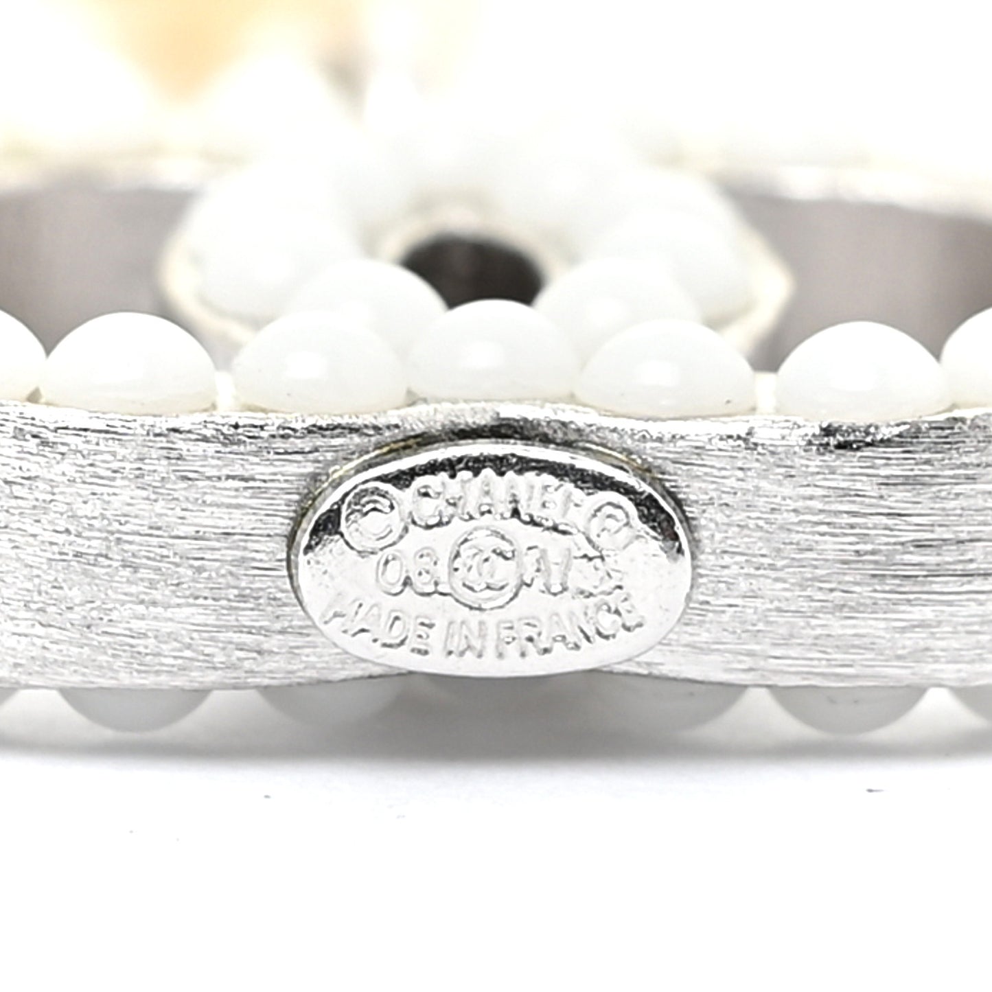 Pearl CC Long Necklace Silver