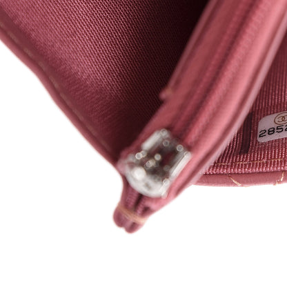 Chanel Lambskin Quilted Wallet On Chain WOC Dark Pink 10 of 12