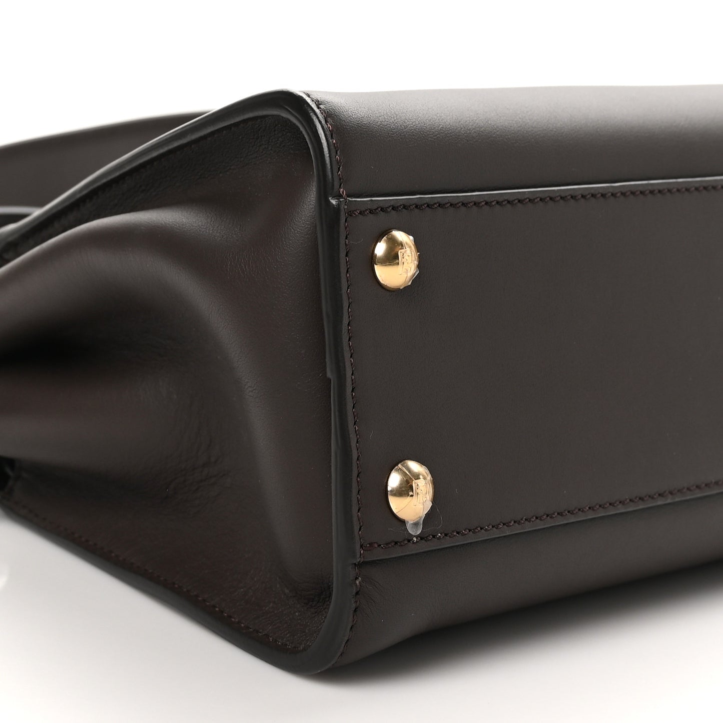 Vitello Seta Suede FF Mini Peekaboo Iconic Satchel Chocolate Sigaro Marrone