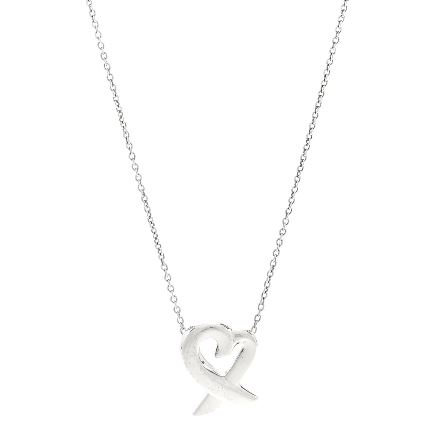 Tiffany Sterling Silver Paloma Picasso Loving Heart Pendant Necklace 1 of 5