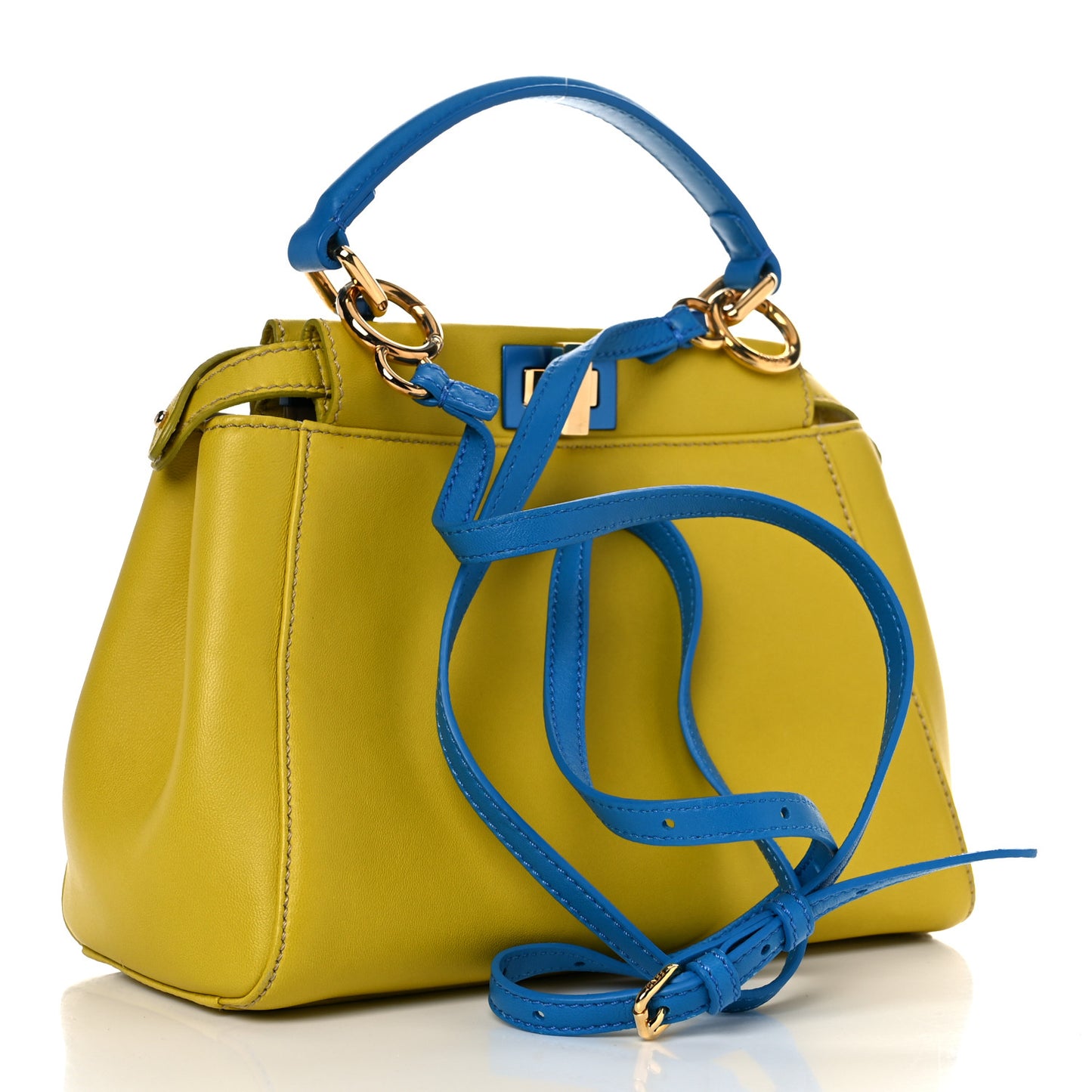 Nappa Colorblock Mini Peekaboo Iconic Satchel Lime Blue Royal Latte