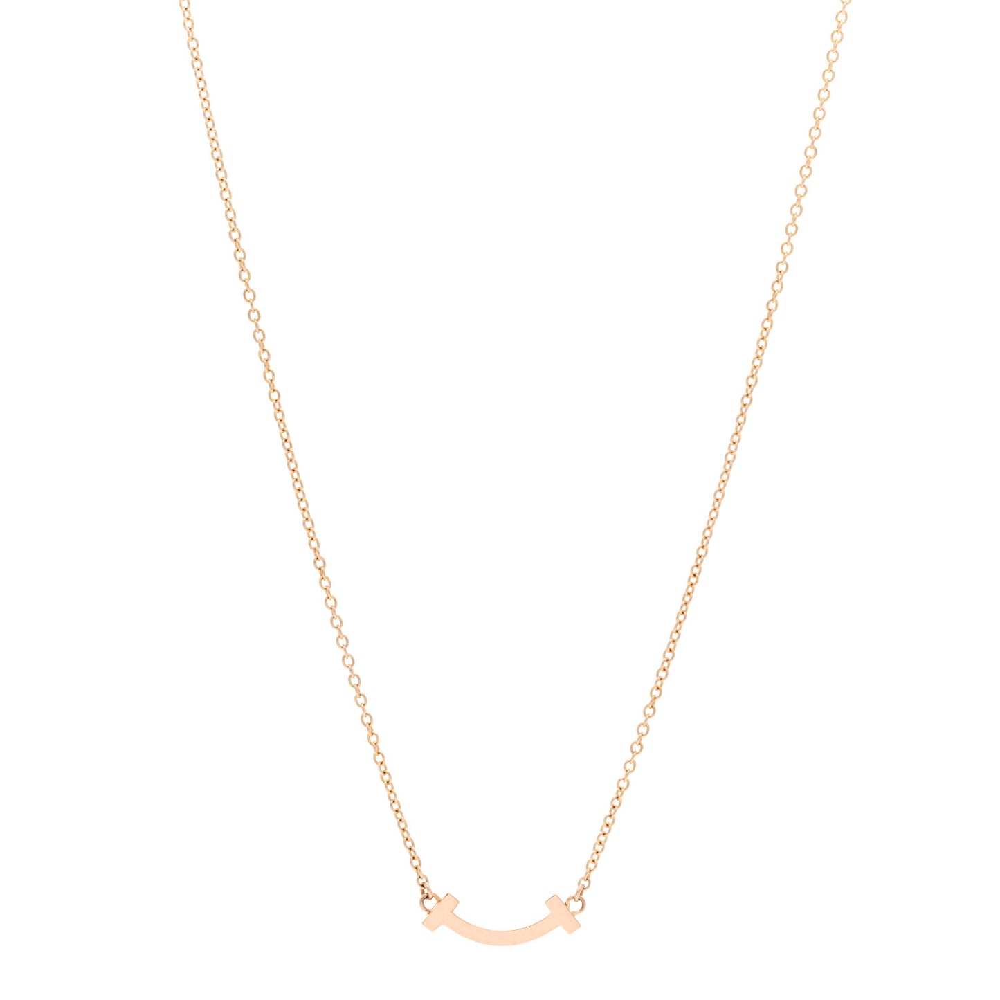 18K Rose Gold Mini T Smile Pendant Necklace