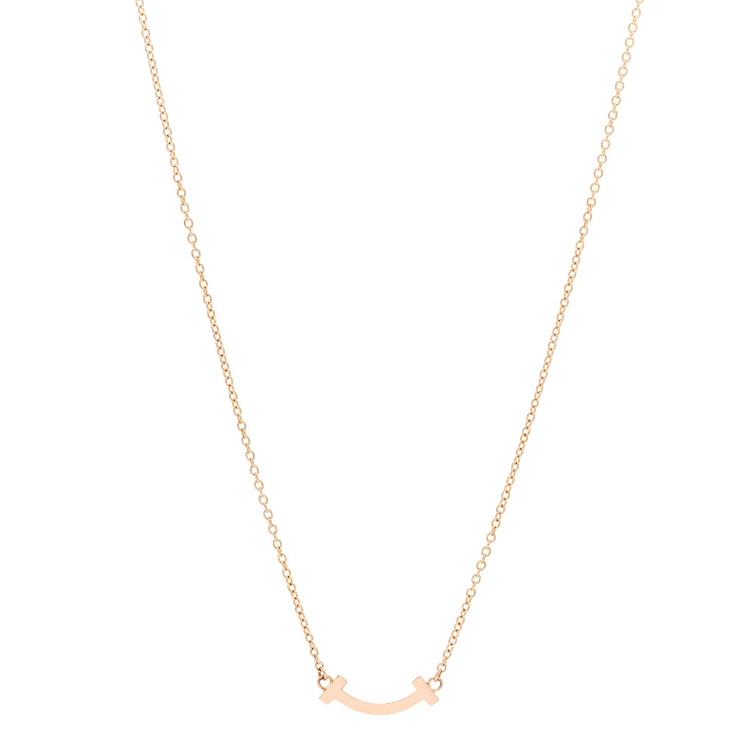 Tiffany 18K Rose Gold Mini T Smile Pendant Necklace 1 of 4