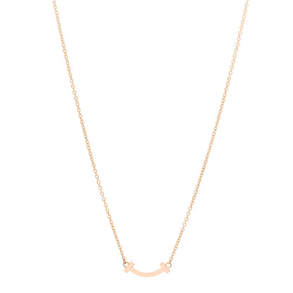Tiffany 18K Rose Gold Mini T Smile Pendant Necklace 1 of 4