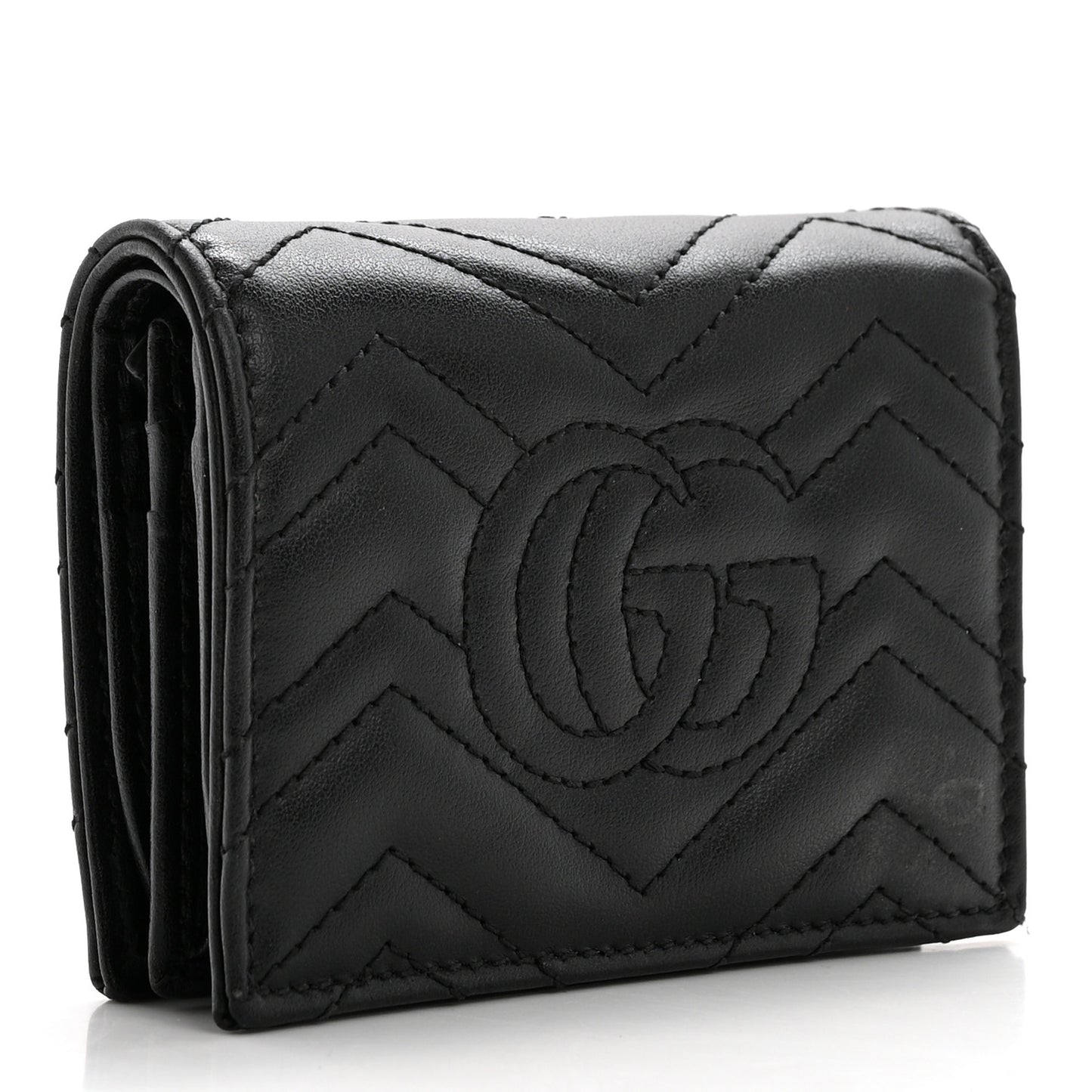 Calfskin Matelasse GG Marmont Card Case Wallet Black