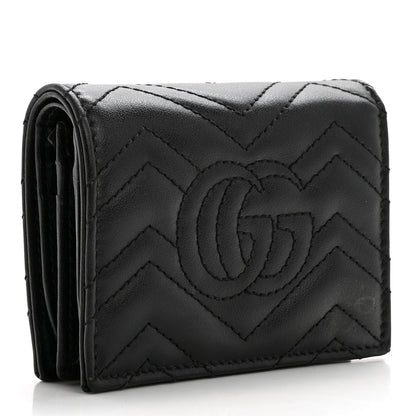Gucci Calfskin Matelasse GG Marmont Card Case Wallet Black 2 of 9