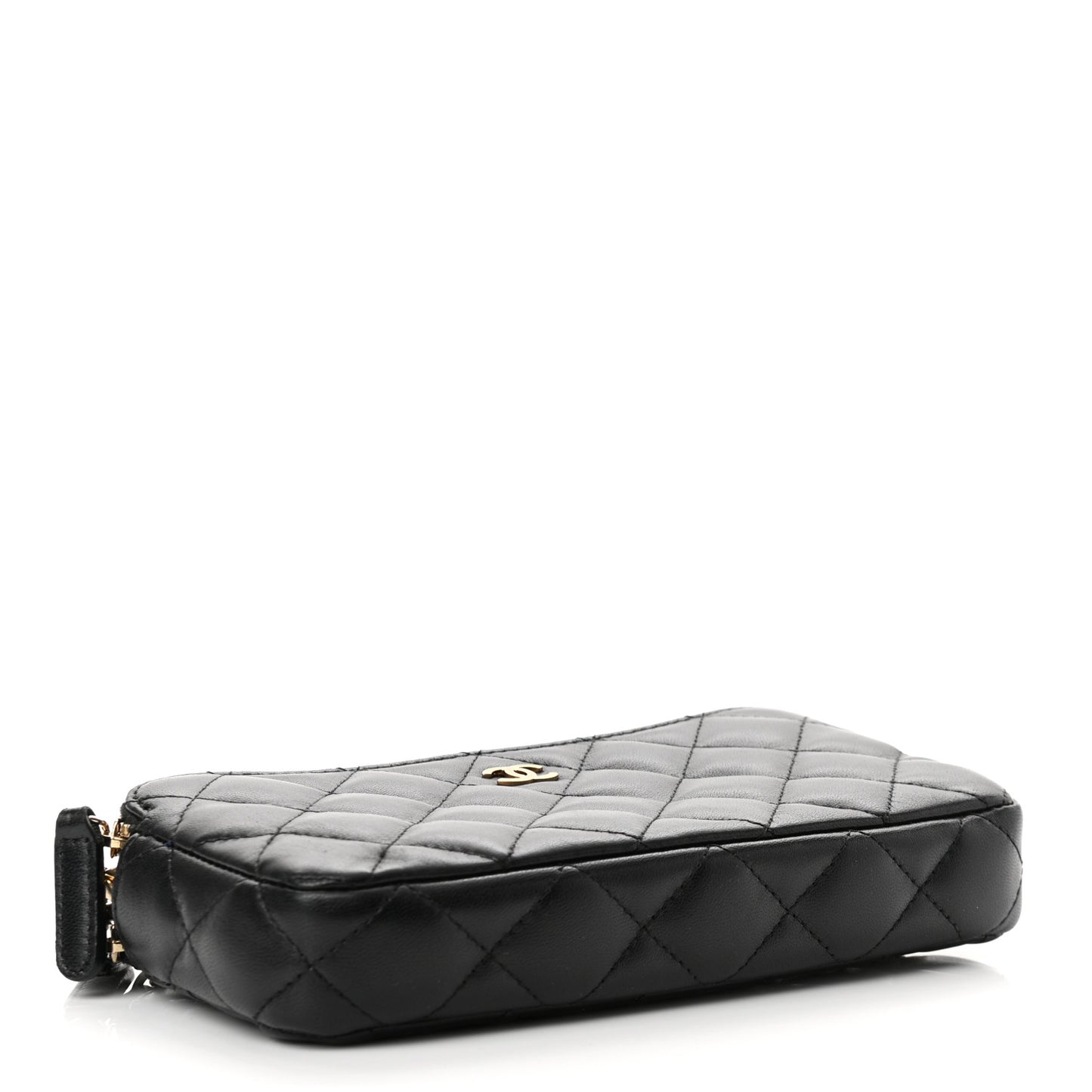 Lambskin Quilted Small Clutch With Chain Black
