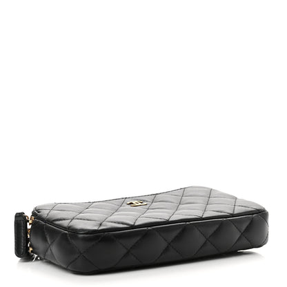 Chanel Lambskin Quilted Small Clutch With Chain Black 4 of 14