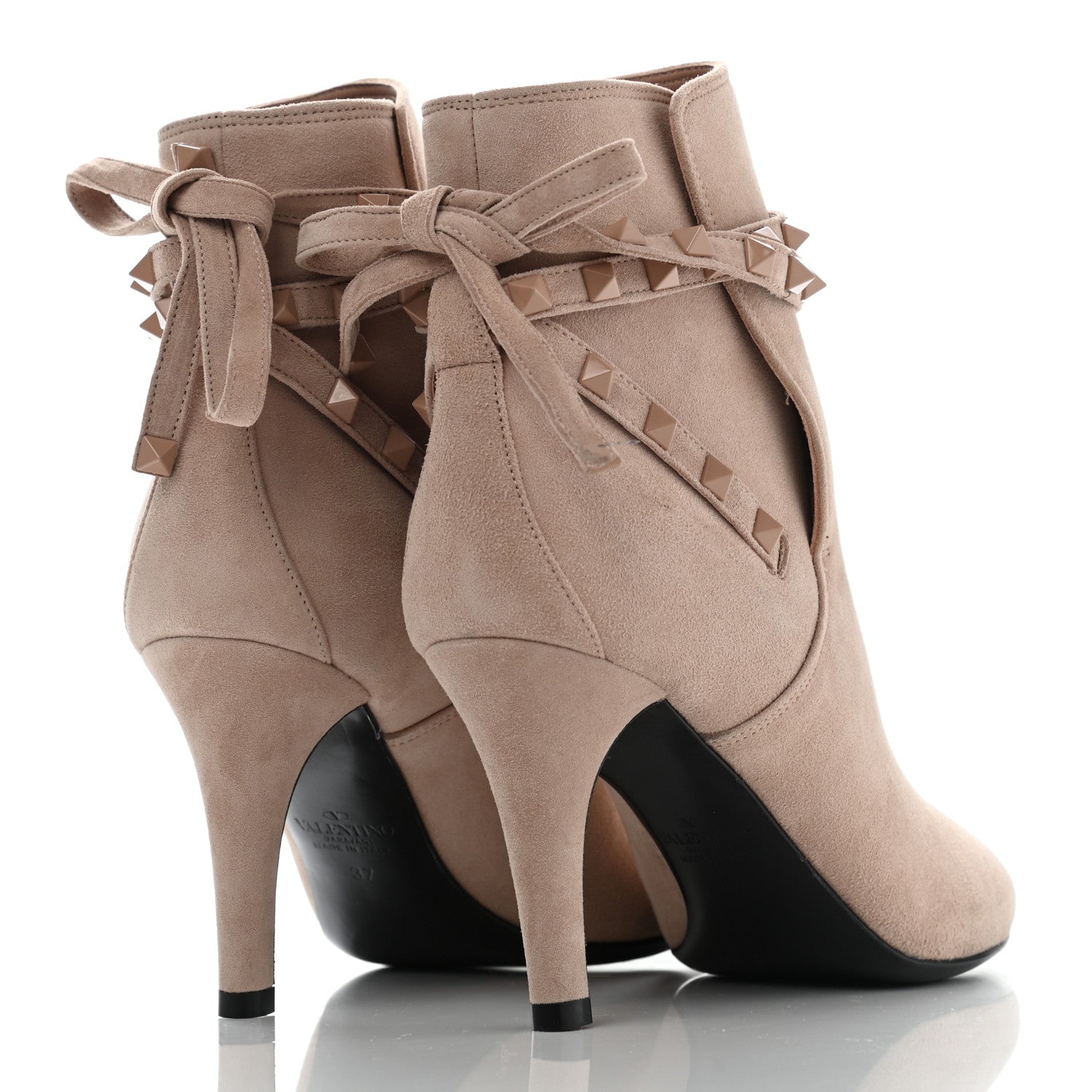 Valentino Garavani Suede Monochrome Rockstud Flair 85mm Ankle Boots 37 Rose Cannelle 4 of 9