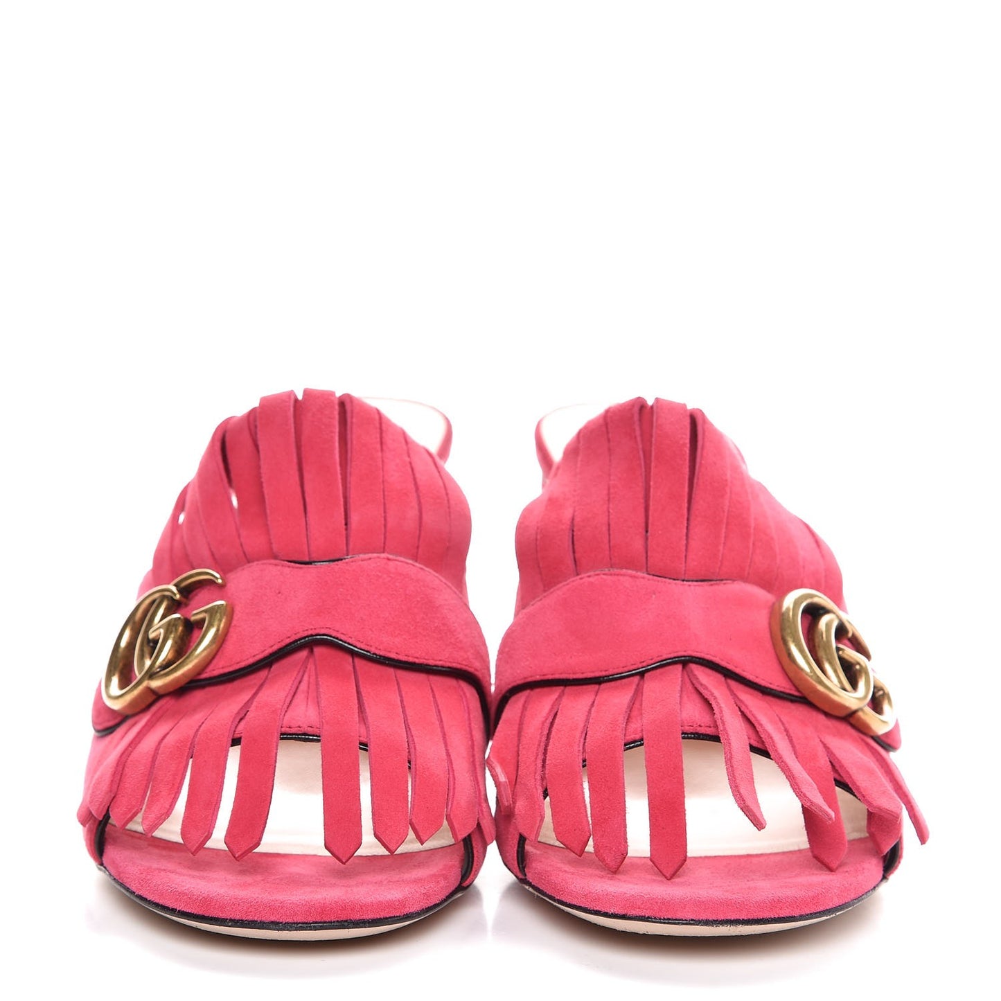 Kid Scamosciato GG Marmont Fringe 75mm Slide Sandals 40 Hot Pink