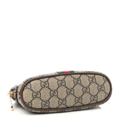 Gucci GG Supreme Monogram Textured Calfskin Web Medium Ophidia Cosmetic Case Beige Ebony New Acero 4 of 8