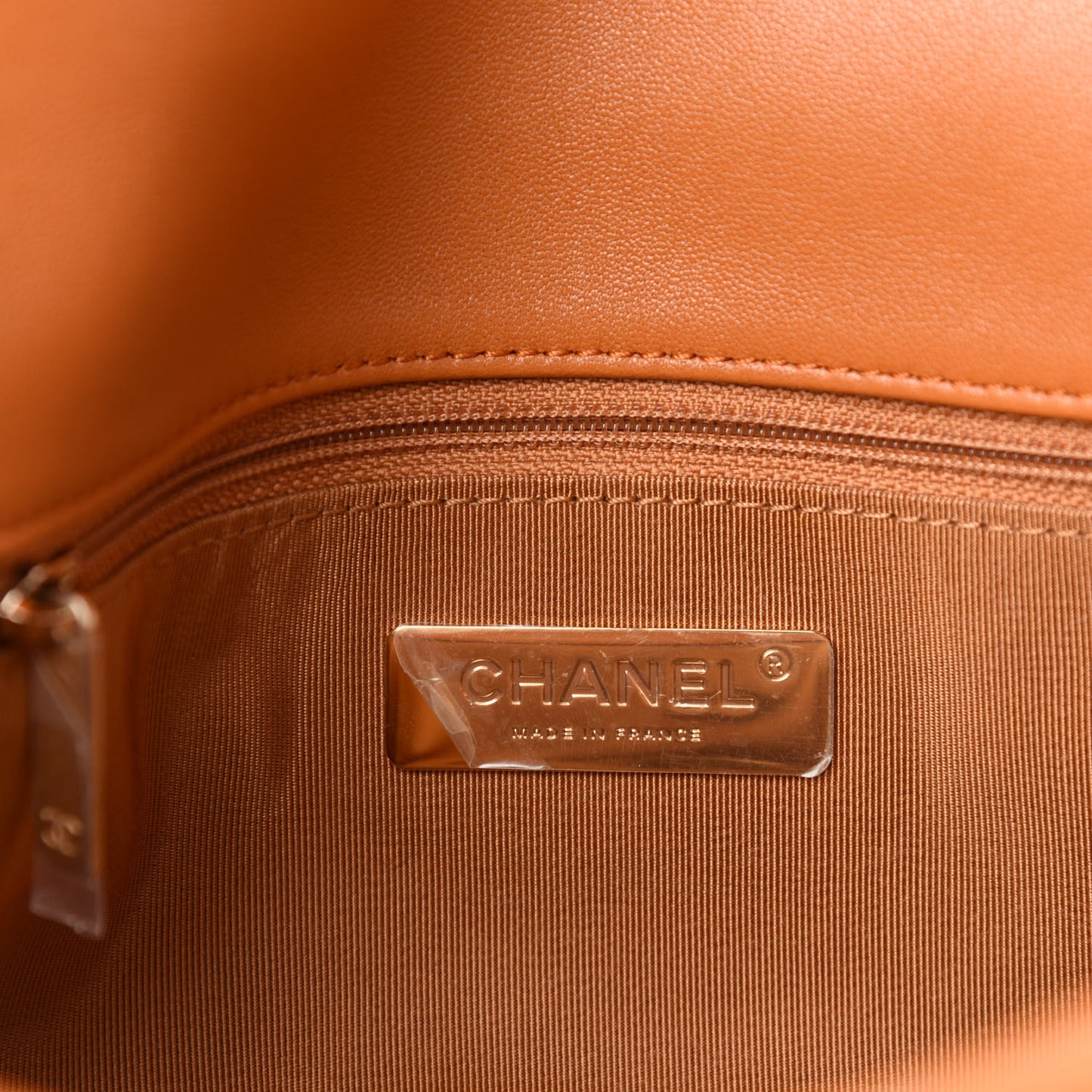 Lambskin Quilted Medium Chanel 19 Flap Light Brown