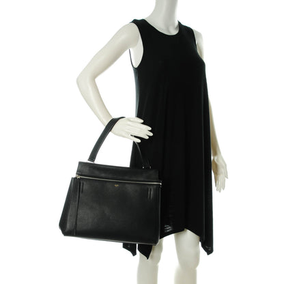 Celine Drummed Calfskin Medium Edge Shoulder Bag Black 2 of 7